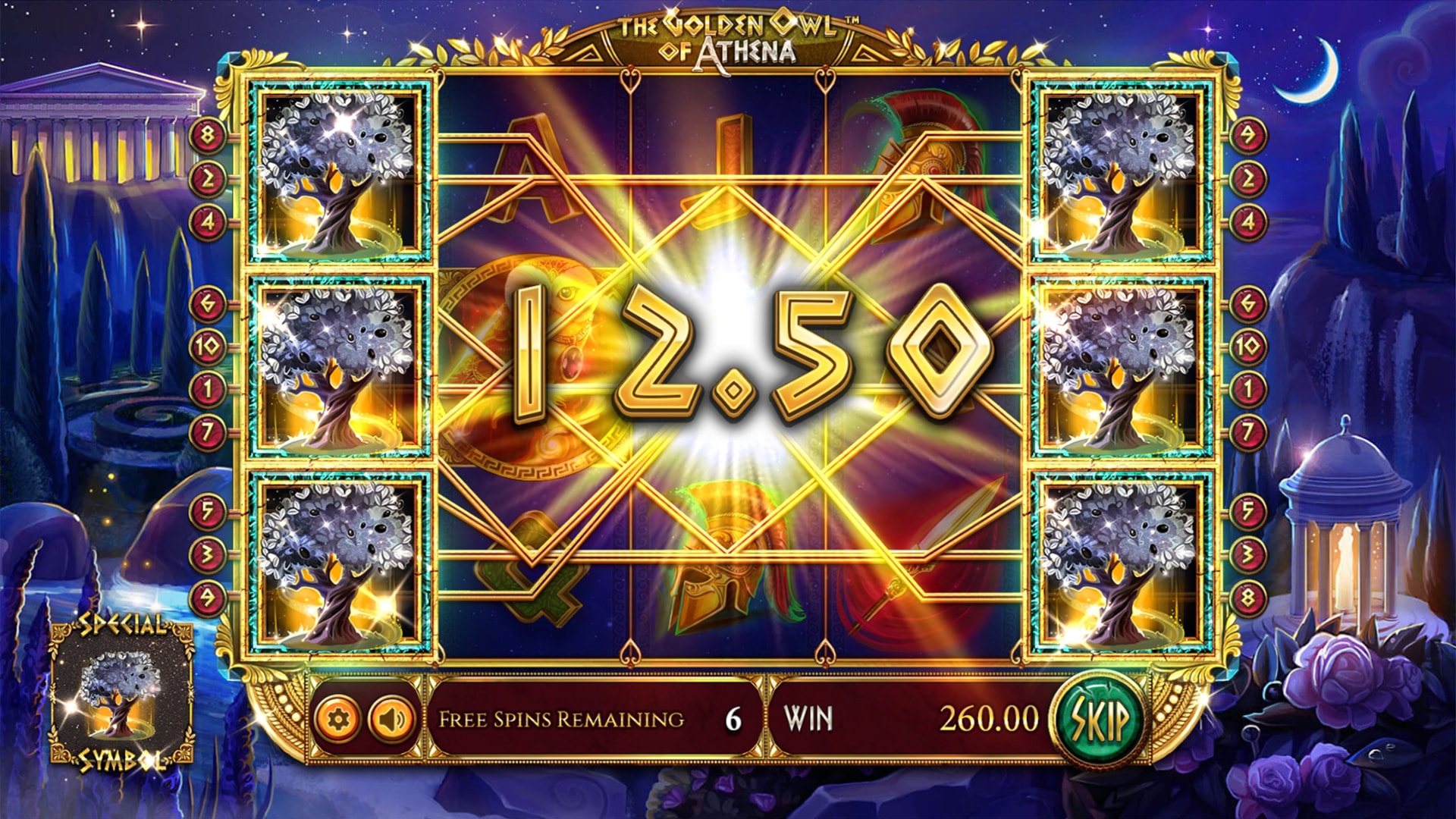 BetSoft The Golden Owl of Athena Screenshot